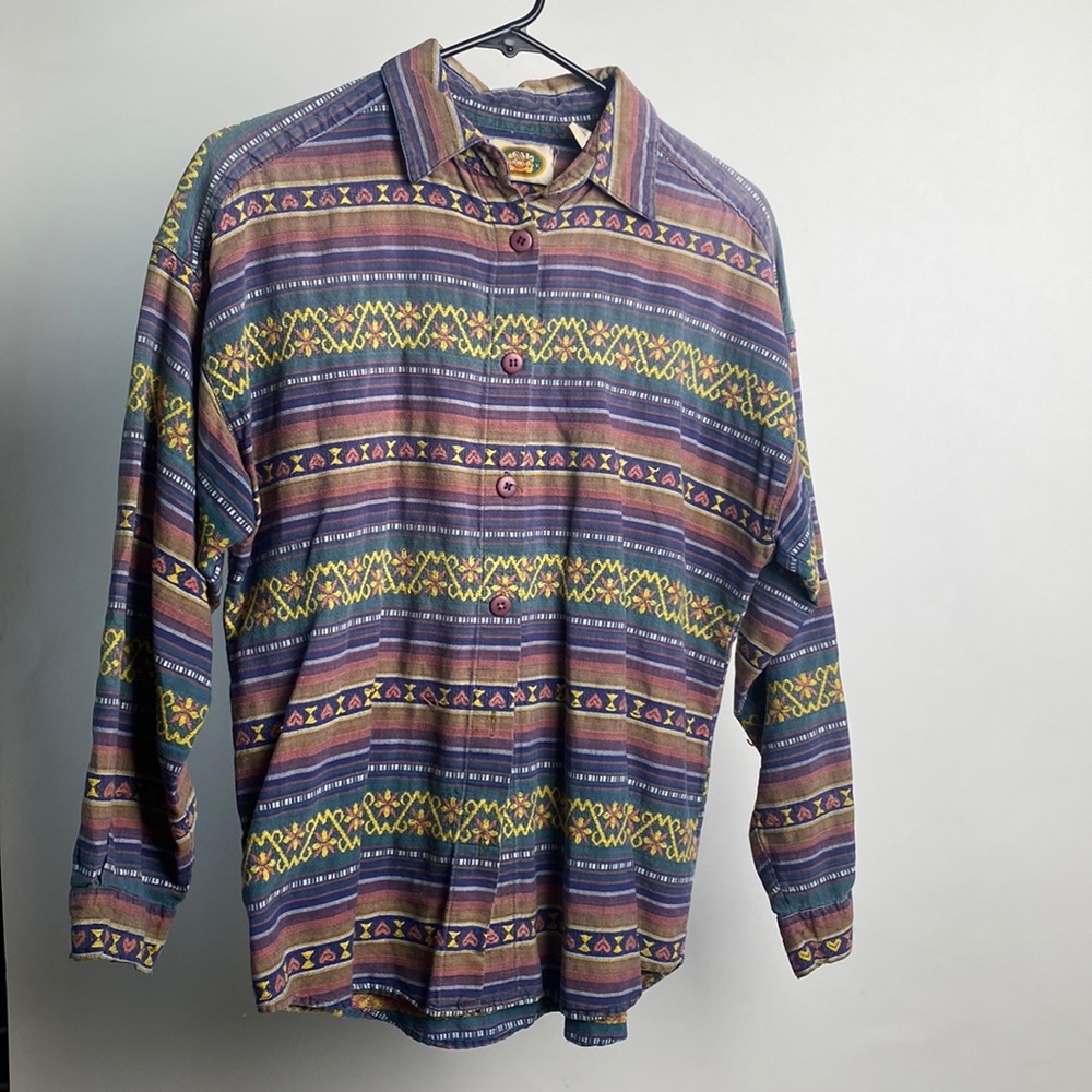Vintage Patterned Stripe Button Down - image 1